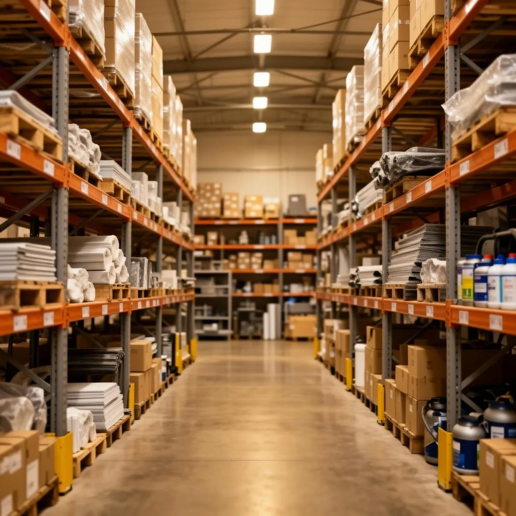 Inventario de materia prima en bodega industrial